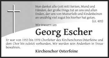 Anzeige von Georg Escher von OM-Medien