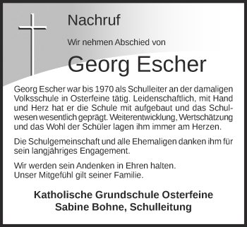 Anzeige von Georg Escher von OM-Medien