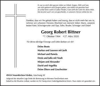 Anzeige von Georg Robert Bittner von OM-Medien