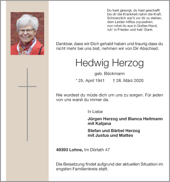 Anzeige von Hedwig Herzog von OM-Medien
