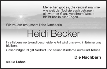 Anzeige von Heidi Becker von OM-Medien