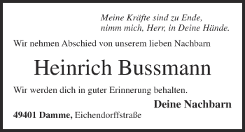 Anzeige von Heinrich Bussmann von OM-Medien