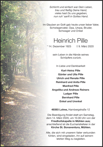 Anzeige von Heinrich Pille von OM-Medien