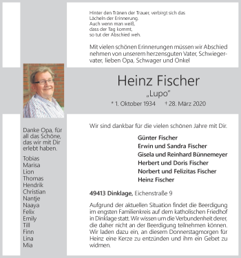 Anzeige von Heinz Fischer von OM-Medien