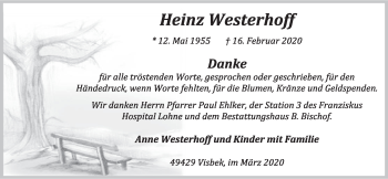 Anzeige von Heinz Westerhoff von OM-Medien