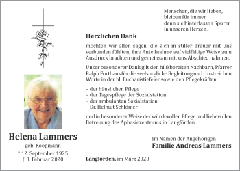 Anzeige von Helena Lammers von OM-Medien