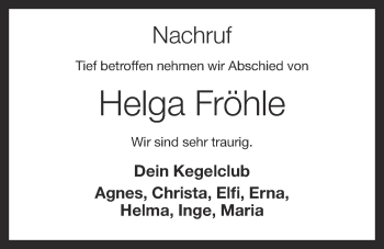 Anzeige von Helga Fröhle von OM-Medien