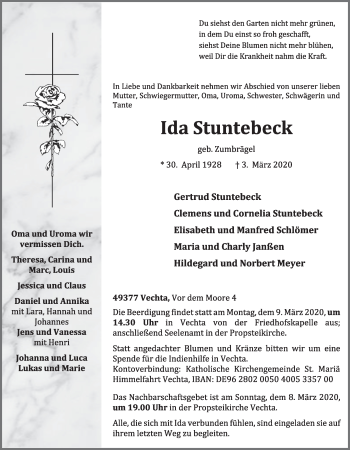 Anzeige von Ida Stuntebeck von OM-Medien
