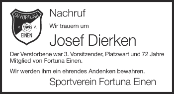 Anzeige von Josef Dierken von OM-Medien