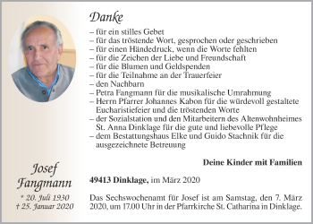 Anzeige von Josef Fangmann von OM-Medien
