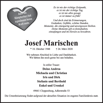 Anzeige von Josef Marischen von OM-Medien