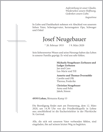 Anzeige von Josef Neugebauer von OM-Medien