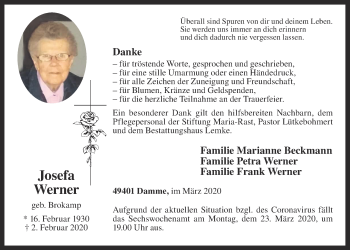 Anzeige von Josefa Werner von OM-Medien