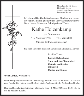 Anzeige von Käthe Holzenkamp von OM-Medien