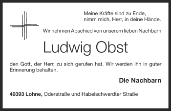 Anzeige von Ludwig Obst von OM-Medien