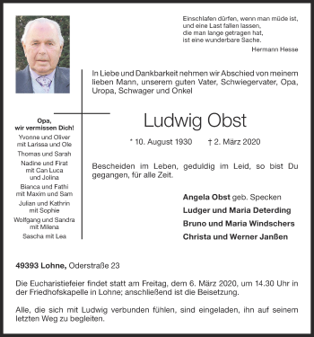 Anzeige von Ludwig Obst von OM-Medien