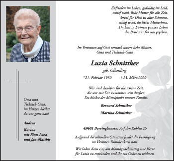 Anzeige von Luzia Schnittker von OM-Medien