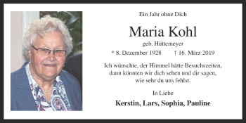 Anzeige von Maria Kohl von OM-Medien