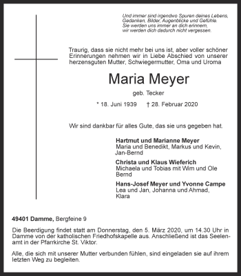 Anzeige von Maria Meyer von OM-Medien