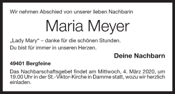 Anzeige von Maria Meyer von OM-Medien