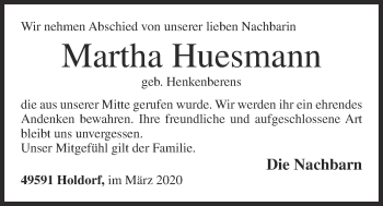 Anzeige von Martha Huesmann von OM-Medien