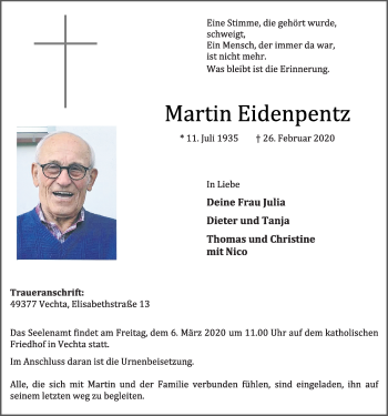 Anzeige von Martin Eidenpentz von OM-Medien