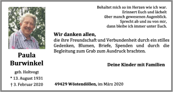 Anzeige von Paula Burwinkel von OM-Medien