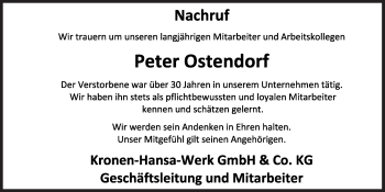 Anzeige von Peter Ostendorf von OM-Medien