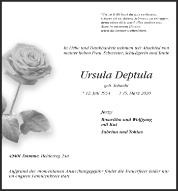 Anzeige von Ursula Deptula von OM-Medien