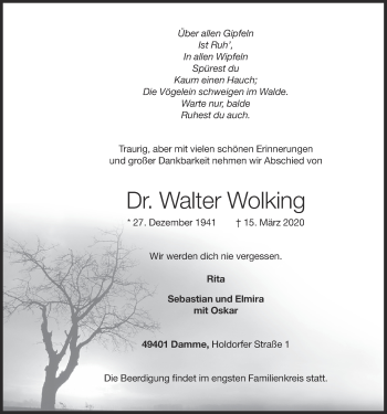 Anzeige von Walter Wolking von OM-Medien