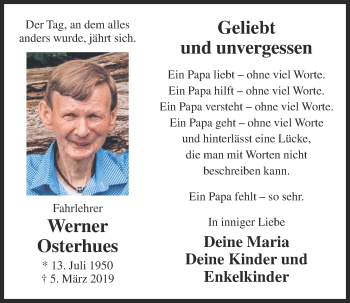Anzeige von Werner Osterhues von OM-Medien