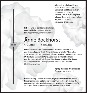 Anzeige von Änne Bockhorst von OM-Medien
