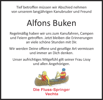 Anzeige von Alfons Buken von OM-Medien