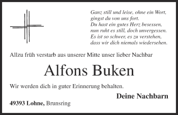 Anzeige von Alfons Buken von OM-Medien