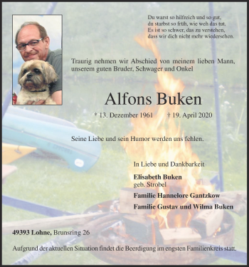 Anzeige von Alfons Buken von OM-Medien