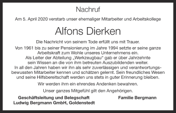 Anzeige von Alfons Dierken von OM-Medien