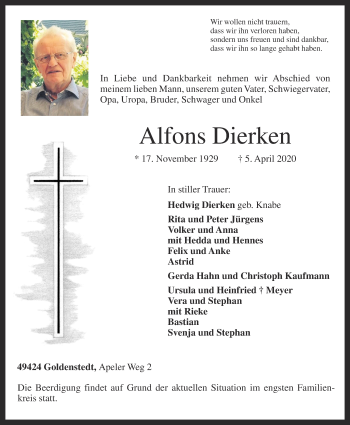 Anzeige von Alfons Dierken von OM-Medien