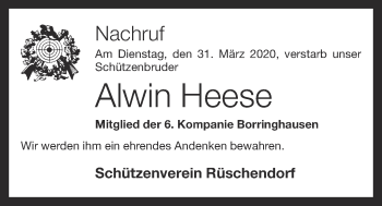 Anzeige von Alwin Heese von OM-Medien