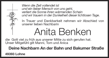 Anzeige von Anita Benken von OM-Medien
