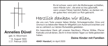 Anzeige von Annelies Düvel von OM-Medien