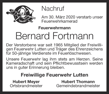 Anzeige von Bernard Fortmann von OM-Medien