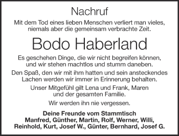 Anzeige von Bodo Haberland von OM-Medien