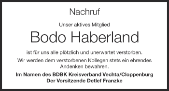 Anzeige von Bodo Haberland von OM-Medien