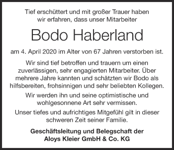 Anzeige von Bodo Haberland von OM-Medien
