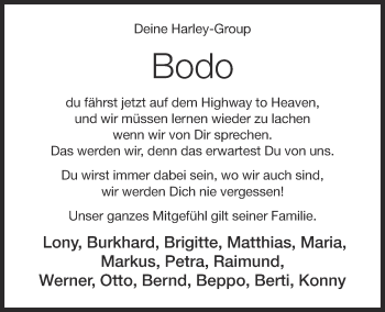 Anzeige von Bodo Haberland von OM-Medien