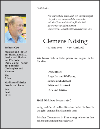 Anzeige von Clemens Nösing von OM-Medien
