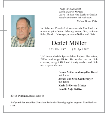 Anzeige von Detlef Möller von OM-Medien