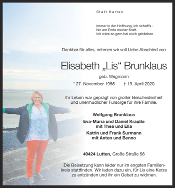 Anzeige von Elisabeth Brunklaus von OM-Medien