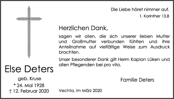 Anzeige von Else Deters von OM-Medien