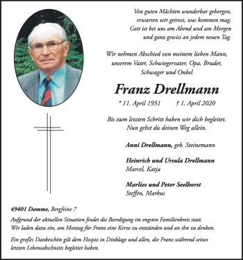 Anzeige von Franz Drellmann von OM-Medien